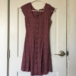 American Eagle Button Front V-Neck Shift Dress